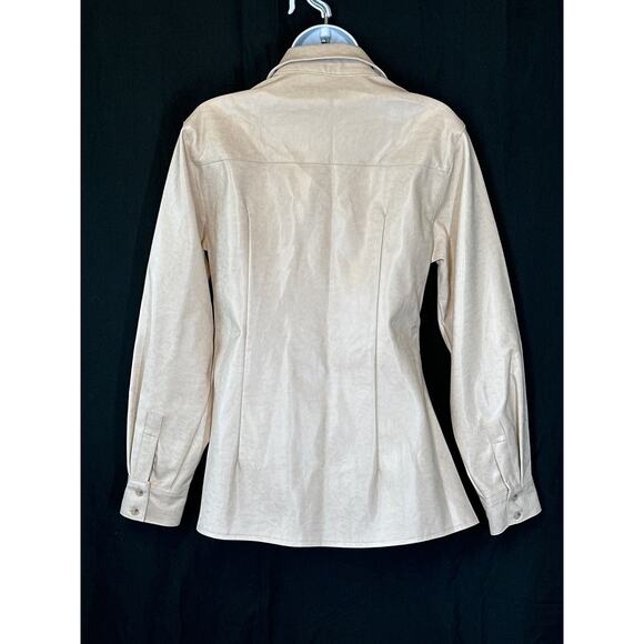 FORMING Faux Leather Button Shirt S Shacket Classic Luxury Retro Streetwear - Picture 5 of 16